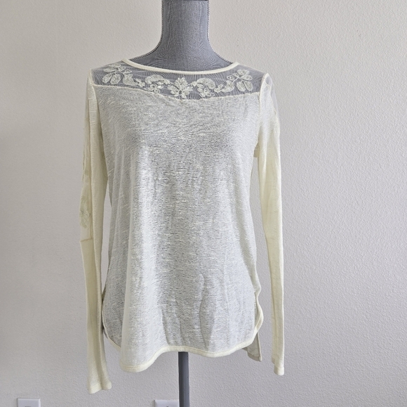 Free People Romantics Pretty Pretty Lace Long Sleeve Top Bloussize size XS - Picture 1 of 16